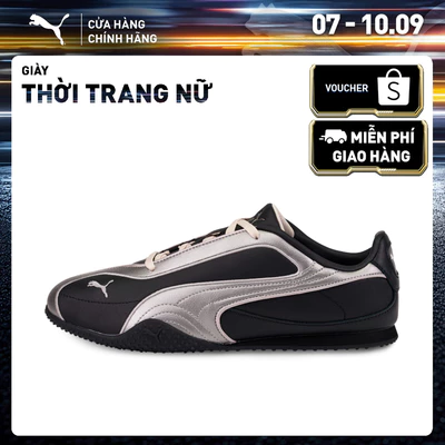 Giày Thời Trang PUMA Nữ Bella V2 Leather Black-Aged Silver-Alpine Snow Màu Đen