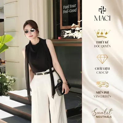 Áo Cổ Thuyền Vạt Bèo Chất Liệu Chiffon Hàn MACI MCAATDE0183 Thời Trang Nữ Thiết Kế Độc Quyền