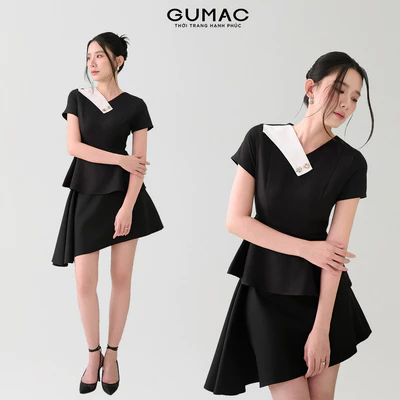 Set lẻ Áo peplum phối cổ  AF07046 - Chân váy nữ GUMAC xòe đổ sườn  VF07045