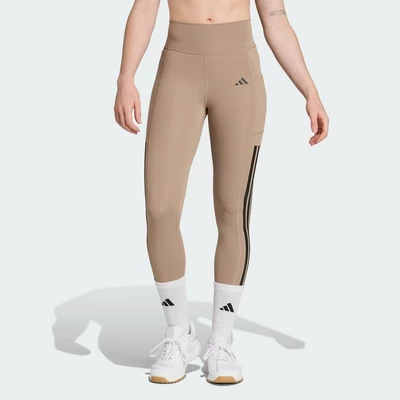 adidas Gym & Training Quần Legging Dài 3 Sọc Optime Nữ nâu JX7319