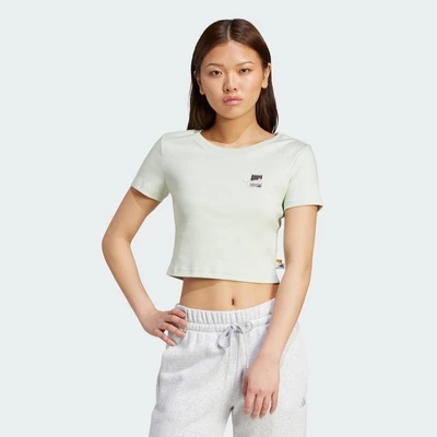 adidas Phong cách sống Áo Thun Croptop In Graphic Mèo Nữ màu xanh lá JV8513