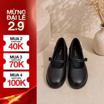 Giày Cao Gót GUMAC Bít Mũi Quai Ngang Đính Ngọc Trai Cao Cấp GG05067