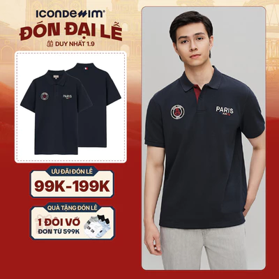 Áo Polo Nam ICONDENIM Hoạ Tiết Paris Form Regular PLID0226