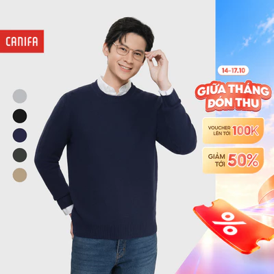 Áo len nam CANIFA dài tay cổ tròn basic 8TE25W008