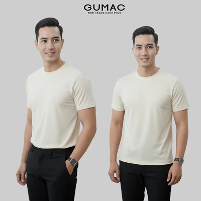 Áo Thun Nam Tay Ngắn GUMAC Form Suông Cổ Tròn Bo Dệt Thun Nano Thoáng Khí Basic LATNF0432