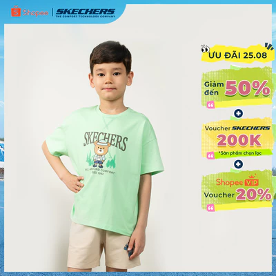 Áo Thun Tay Ngắn Bé Trai Skechers Urban Outdoor Short Sleeve Tee - SL325B269-00M5 Online Sale