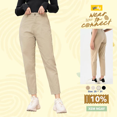 Quần kaki nữ YODY quần baggy lưng cao co giãn 4 chiều mềm mịn TRA - QJN3072