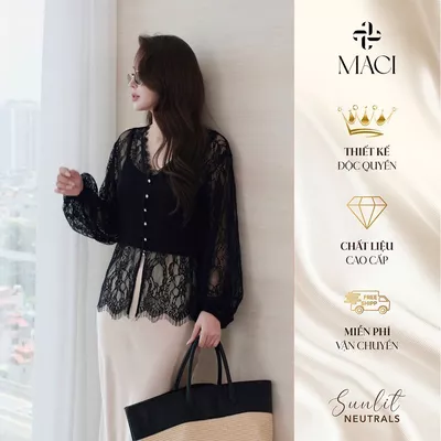 Áo Ren Mềm Dài Tay Bo Chun Kèm Áo Hai Dây MACI MCAATDE0393 Thời Trang Nữ Thiết Kế Độc Quyền