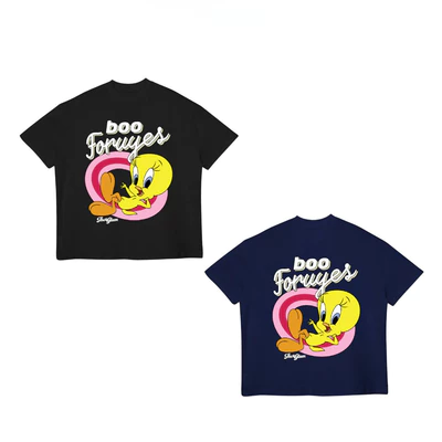 TheGlam CHÍNH HÃNG - Áo Thun Form Boxy UNISEX "BOO FORUYES" - Màu Xanh Navy/Đen - TS03-18