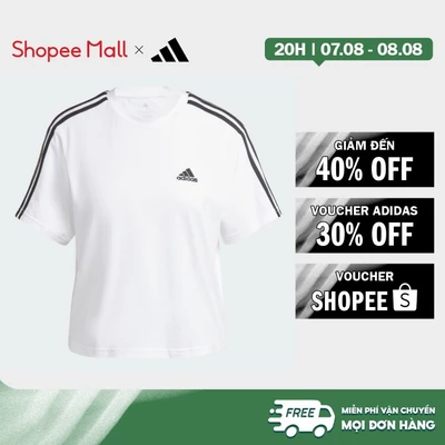 [Duy nhất 8.8 - VOUCHER 30%]adidas Lifestyle Essentials 3-Stripes Single Jersey Crop Top Women White HR4915