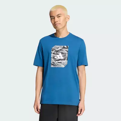 adidas Phong cách sống Áo Thun Graphic Rằn Ri Nam Màu xanh da trời KS2611