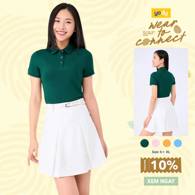 Áo phông có cổ YODY nữ tay ngắn vải cotton mắt chim,áo thun cổ bẻ phông thoáng mát mềm mịn APN7280
