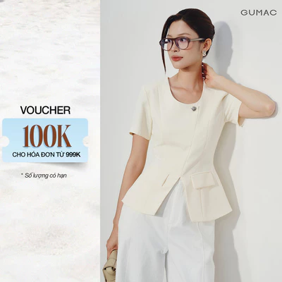 [VOUCHER 22%] Áo Peplum Nữ GUMAC Chiết Eo Nắp Túi Giả Đính Hoa Cao Cấp Tay Ngắn Form Tôn Dáng Phù Hợp Đi Làm AG07021