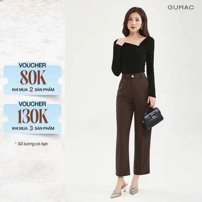 [MUA 2 GIẢM 80K] Quần Tây Nữ Ống Đứng 91cm GUMAC Quần Baggy Công Sở Lưng Cao Bigsize Cài Khuy Chất Tuyết Mưa LQE0819