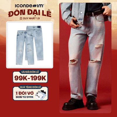 Quần Jeans Nam ICONDENIM Ống Suông Scar Form Straight QJID0284