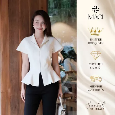 Áo Peplum Khoá Bạc Dáng Xoè Chất Chéo Hàn MACI MCAABTR0342 Thời Trang Nữ Thiết Kế Độc Quyền