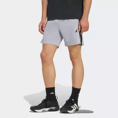adidas Gym & Training QUẦN SHORT PIQUE 3 SỌC CƠ BẢN WORKOUT ESSENTIALS 7 inch Nam Xám KD0696