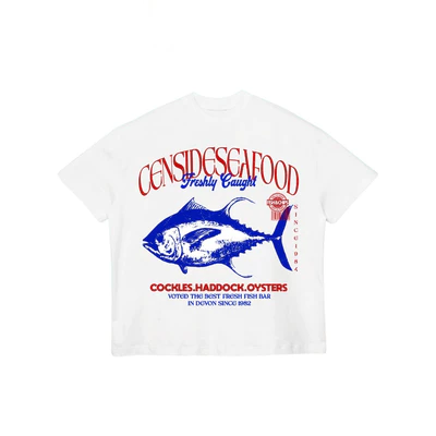 TheGlam CHÍNH HÃNG - Áo Thun Trắng "CENSIDESEAFOOD" Form Boxy UNISEX - TS02-15