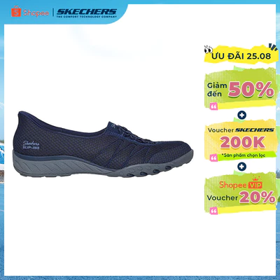 Giày Búp Bê Nữ Skechers Slip-ins Modern Comfort Breathe-Easy Striking Stroll - 100755-NVY Air-Cooled Memory Foam