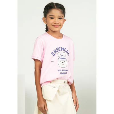 Áo Thun Tay Ngắn Bé Gái Skechers Urban Outdoor Short Sleeve Tee - SL425G289-03DZ