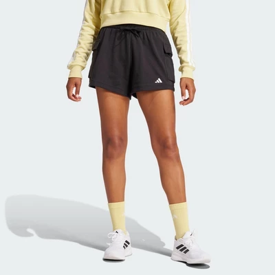adidas Phong cách sống Quần Short Túi Hộp Vải Thun Da Cá Logo Nhỏ Essentials Nữ Đen JD9944