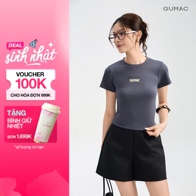 Áo Thun Nữ GUMAC Form Slim Cổ Tròn Co Giãn Ôm Dáng ATG05020