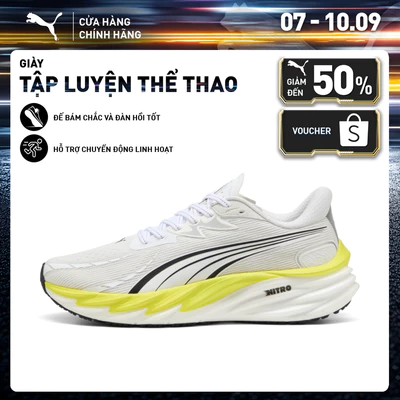 Giày Chạy Bộ PUMA Nam Velocity NITRO 4 White-Lux Lime Màu Trắng
