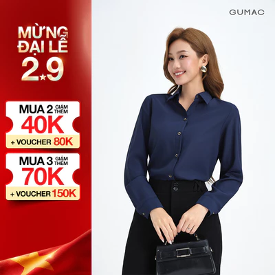 [MUA 2 GIẢM 120K] Áo Sơ Mi Nữ Tay Dài GUMAC Áo Kiểu Công Sở Lụa Mango Trơn Basic Mềm Mát Cao Cấp BAE00001 - 6211