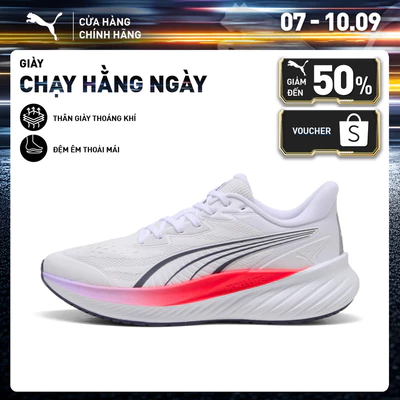 Giày Chạy Bộ PUMA Unisex Pounce Lite 2 Engineered White-Ultra Red-Light Lavender Màu Trắng