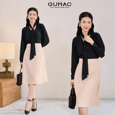 Áo Sơ Mi Nữ GUMAC Form Suông Thoải Mái Kiểu Xếp Ly Vai Tinh Tế Tôn Dáng  AF11037