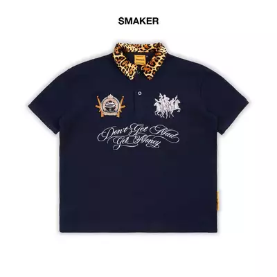 [SMAKER] Áo thun polo form ngắn màu xanh dương đậm - POLO DON’T GET MAD IN NAVY