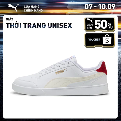 Giày Thời Trang PUMA Unisex Shuffle White-Warm White-Dark Crimson Màu Trắng