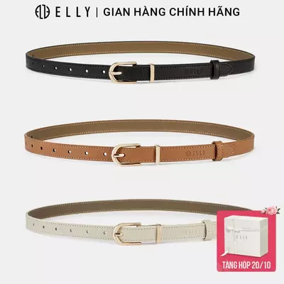 Dây lưng nữ ELLY ED79 thắt lưng da thật cao cấp khóa xỏ kim thanh lịch thời trang