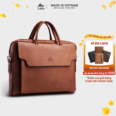 Cặp Công Sở Lata (Thời trang nam basic đựng laptop 14 inch - Cặp da CA27)