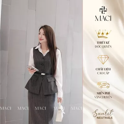 Chân Váy Moni Sọc Xương Cá MACI MCVCVSO0079 Thời Trang Nữ Thiết Kế Độc Quyền