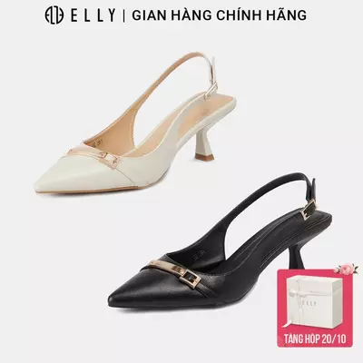 Sandal cao gót nữ ELLY EG281 hở gót đính hợp kim mạ vàng thanh lịch