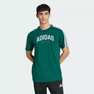 adidas Phong cách sống Áo Thun Graphic Dạng Đường Nét Codes Phong Cách Học Đường Nam màu xanh lá JJ3869
