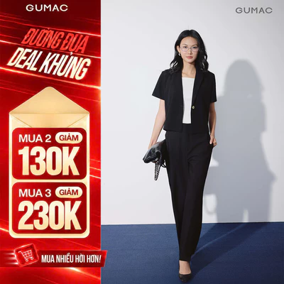 Quần Tây Nữ GUMAC Ống Suông Lưng Liền Dây Eo Cách Điệu Rã Sườn Thanh Lịch Dễ Phối QG08124