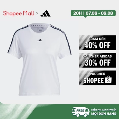 [Duy nhất 8.8 - VOUCHER 30%]adidas Gym & Training Áo Thun 3 Sọc Train Essentials AEROREADY Nữ trắng IC5040