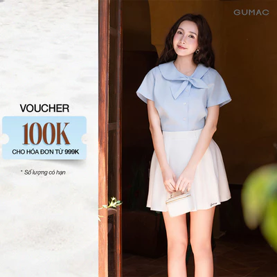 [NEW] Áo Kiểu Nữ Gmorning - GUMAC Áo Sơ Mi Dáng Lửng Chất Kate Cổ Cách Điệu Thắt Nơ Thanh Lịch YAG04080