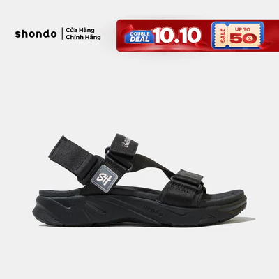 Giày Sandal Nam Nữ Shondo Êm Chân, Bền F8 Full Đen Ver.2 F8M1112