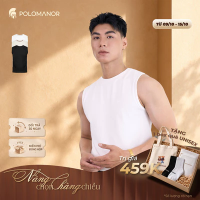 Áo thun nam TANKTOP, áo ba lỗ cotton thấm hút, tôn dáng đứng form - POLOMANOR