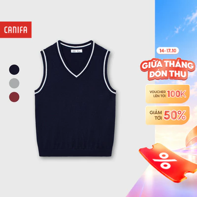 Áo len gilet bé trai CANIFA không tay phối line chất liệu mềm mịn 2TE25W001