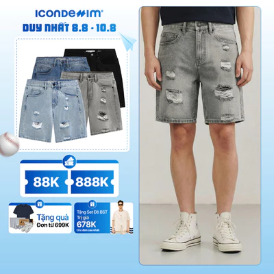 Quần Short Nam ICONDENIM Orgnls Raw Edge Shorts Form Loose QSID0262