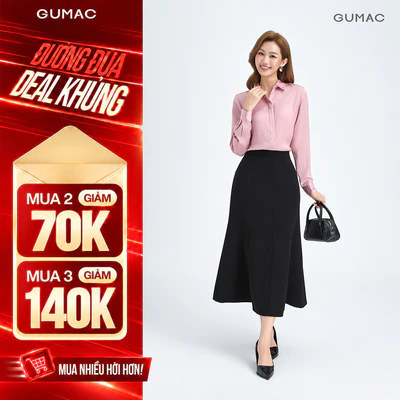 Chân Váy Đuôi Cá Nữ GUMAC Chân Váy Công Sở Dáng Dài Lưng Cao Xòe Nhẹ Nhàng LVF1014