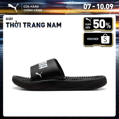 Dép Quai Ngang PUMA Nam Softride Slide Massage Black- White Màu Đen