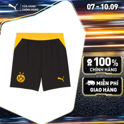 Quần Đùi Thể Thao PUMA Nam BVB Shorts Replica Black-Faster Yellow Màu Đen