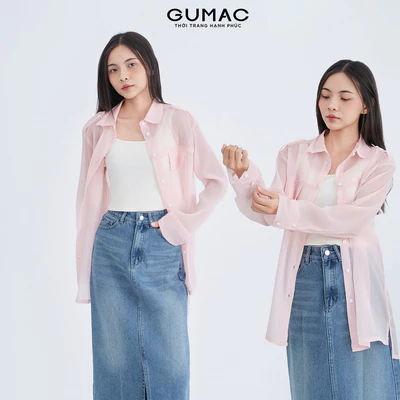 [SALE] Áo sơ mi nữ Gmorning - GUMAC tay dài form suông rộng trong suốt freesize  YAE07052