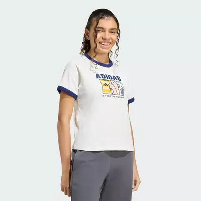 adidas Phong cách sống ÁO THUN POP ART GRAPHIC T-SHIRT1 Q2 Nữ trắng KC8603