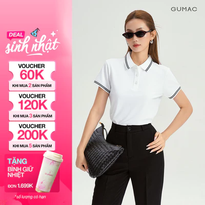 Áo Polo Nữ GUMAC Áo Thun Cá Sấu Cổ Phối Viền Co Giãn Thanh Lịch Công Sở, Thể Thao LPLE0917